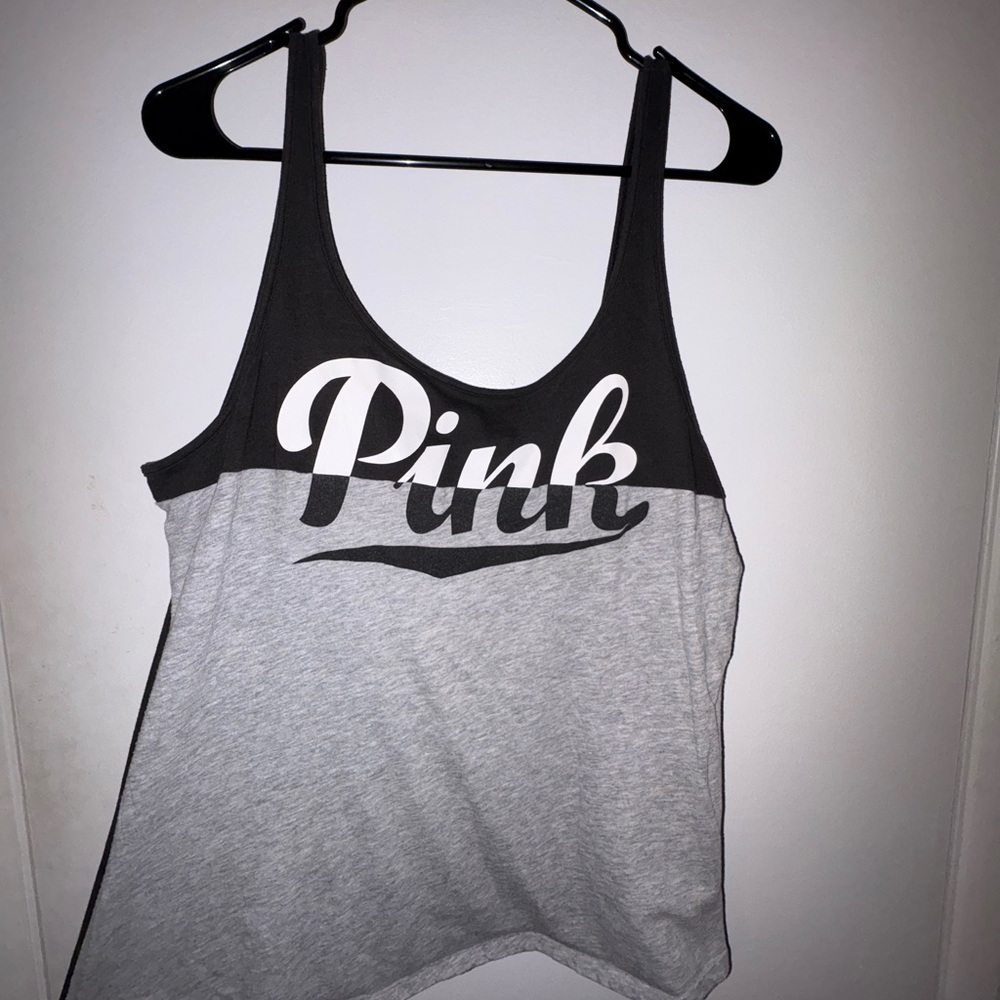 PINK Victoria's Secret Black and Gray Tank Top
